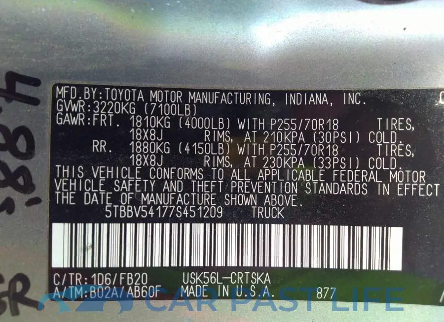 5TBBV54177S451209# 9