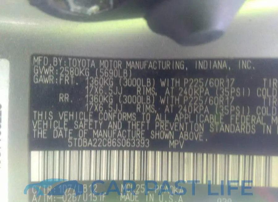 5TDBA22C86S063393# 9
