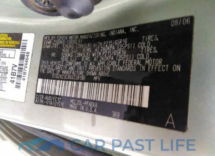 5TDZA23CX6S539186# 9