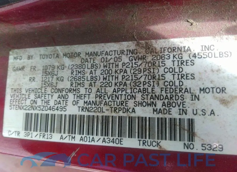 5TENX22NX5Z046495# 9