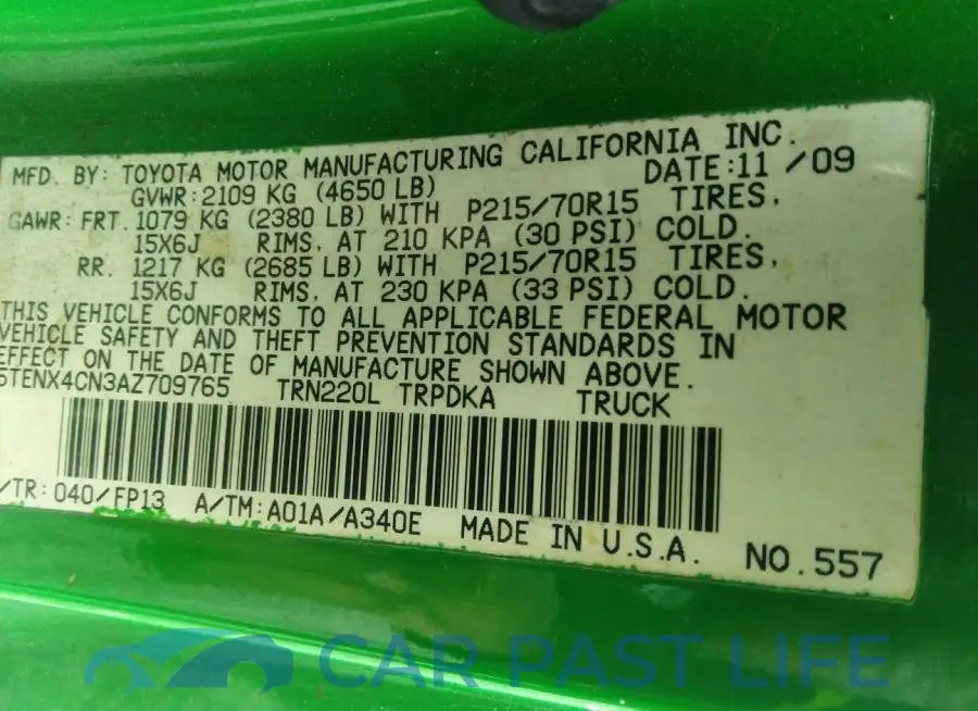 5TENX4CN3AZ709765# 9