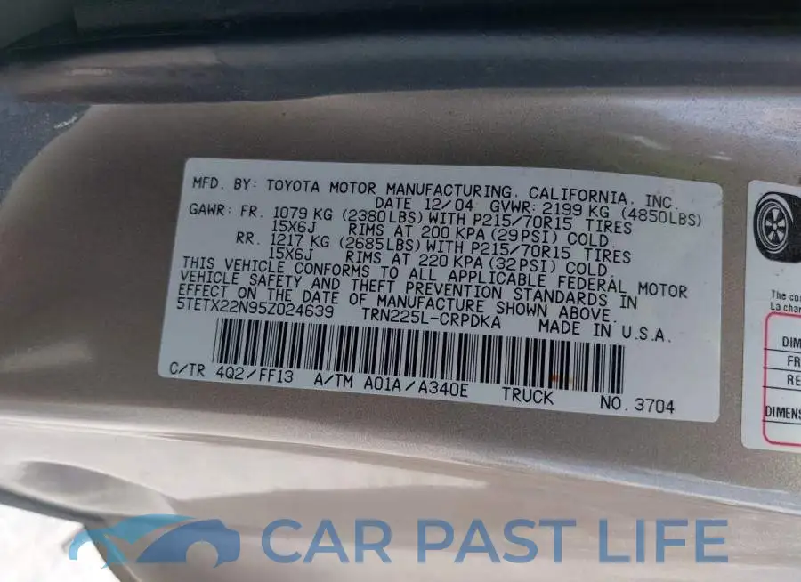 5TETX22N95Z024639# 9