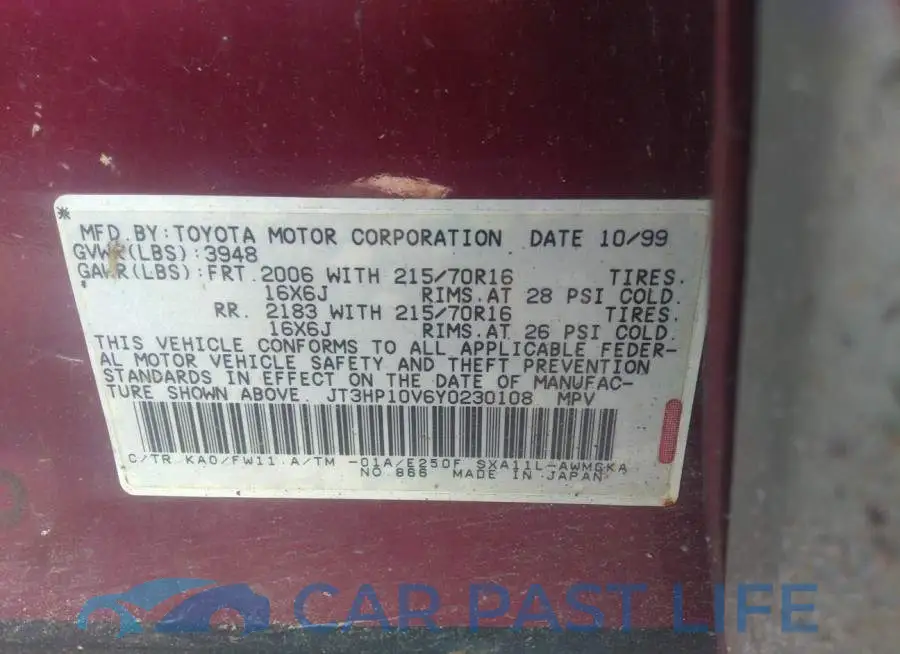 JT3HP10V6Y0230108# 9