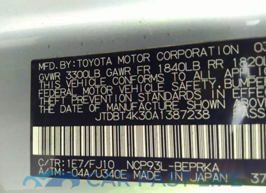 JTDBT4K30A1387238# 9
