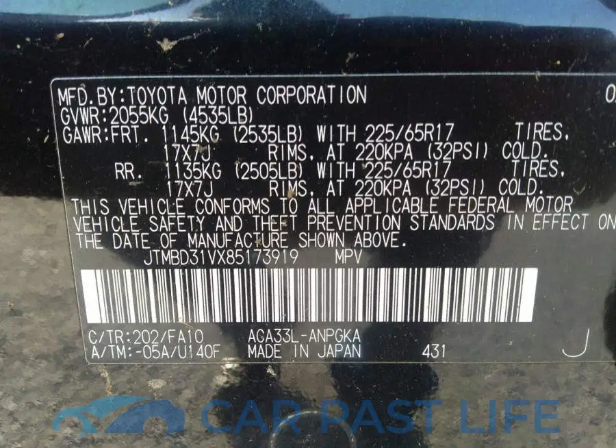 JTMBD31VX85173919# 9