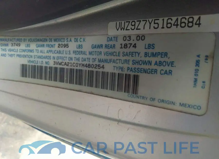 3VWCA21C0YM480254# 9