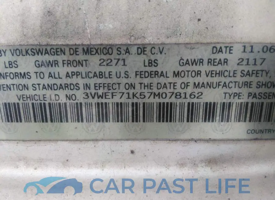 3VWEF71K57M078162# 9