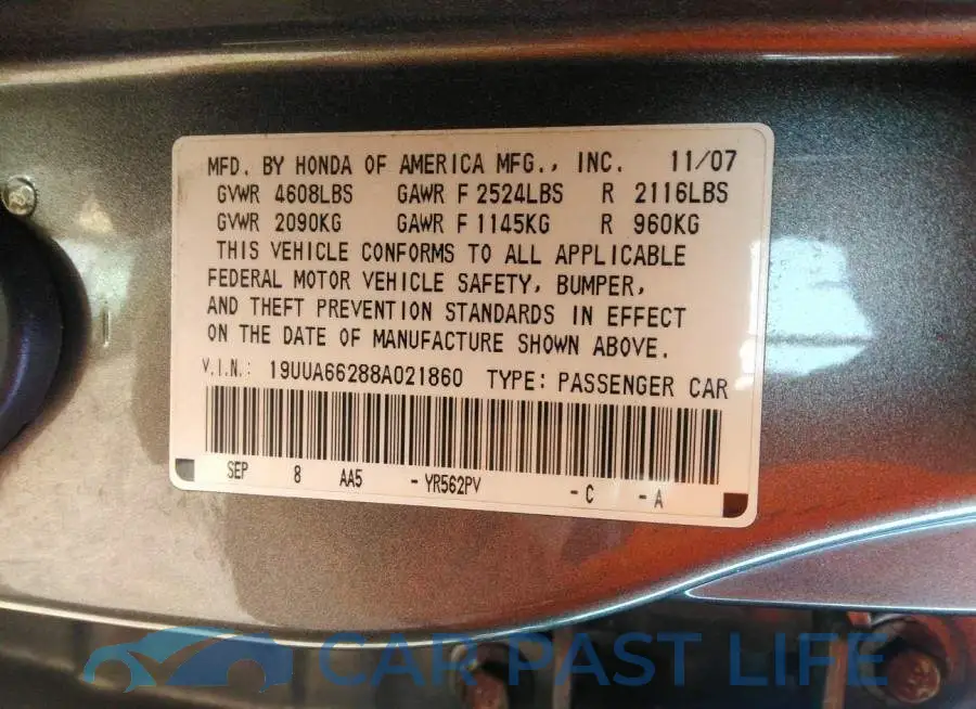 19UUA66288A021860# 9