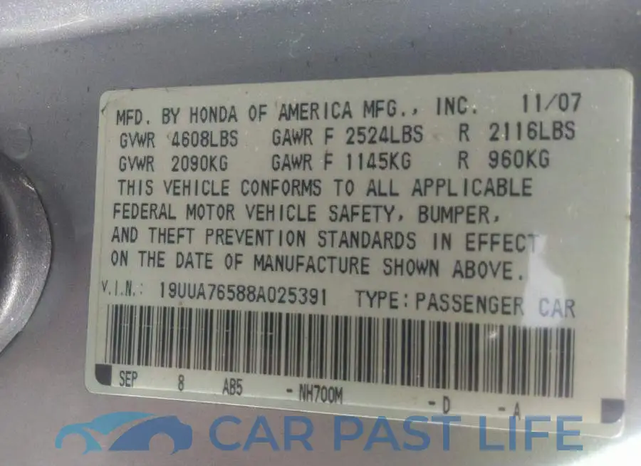 19UUA76588A025391# 9