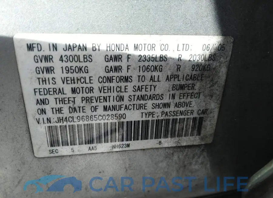 JH4CL96865C028590# 9