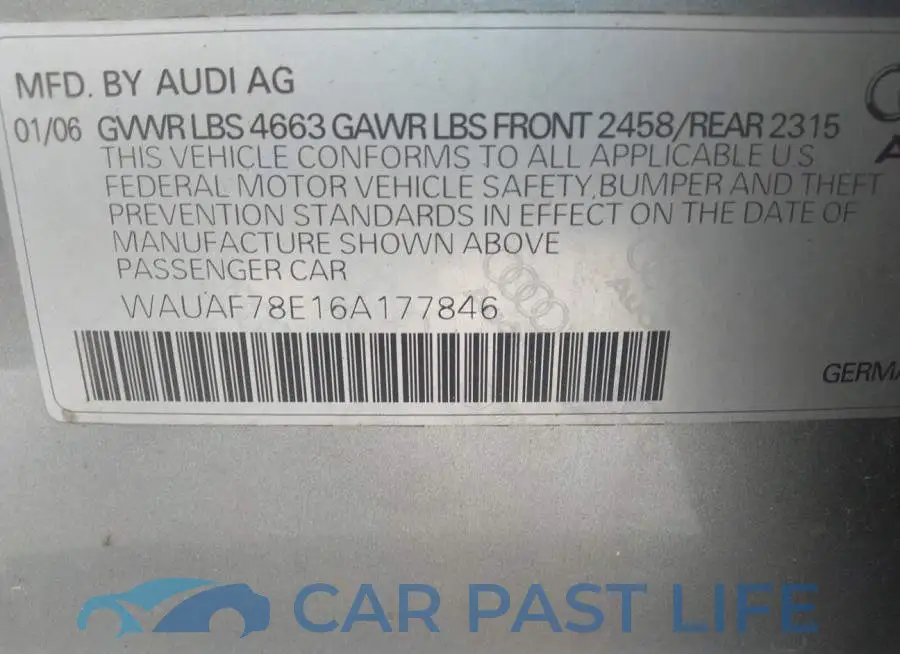 WAUAF78E16A177846# 9