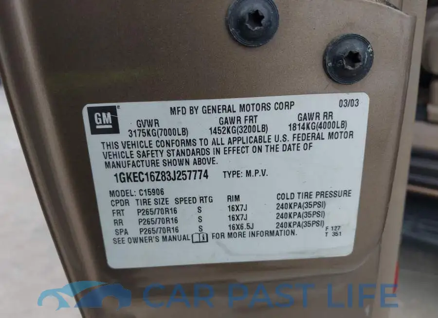 1GKEC16Z83J257774# 9