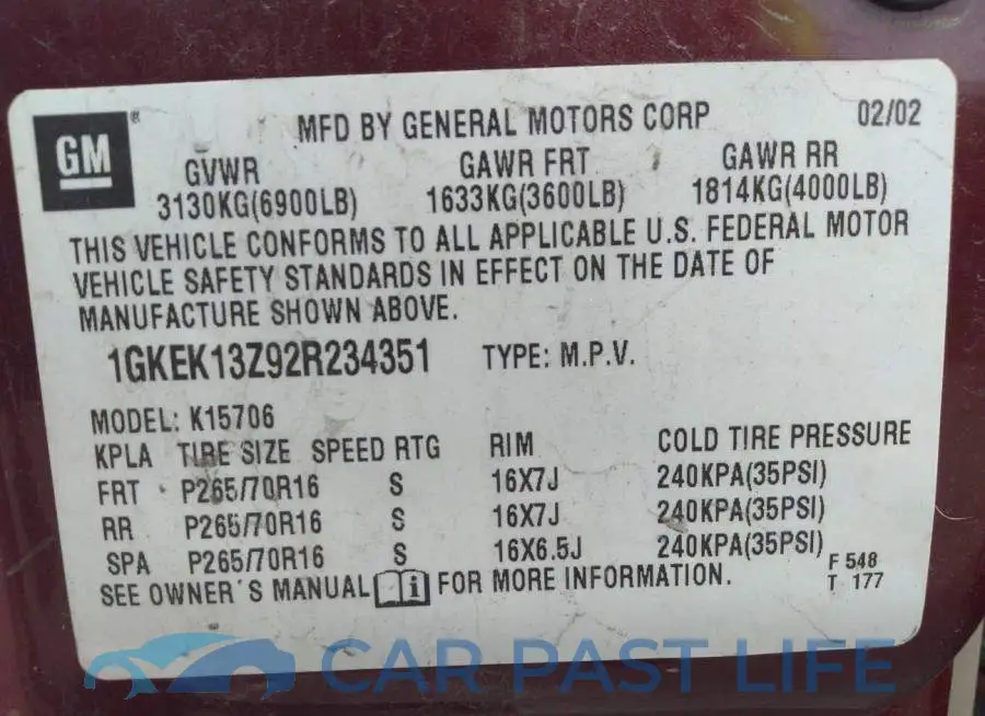 1GKEK13Z92R234351# 9