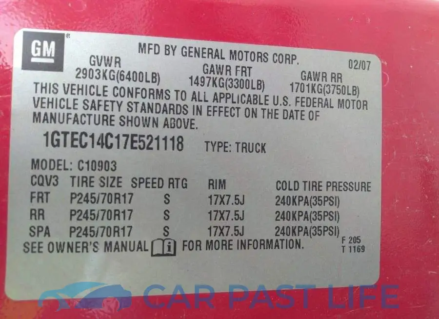 1GTEC14C17E521118# 9