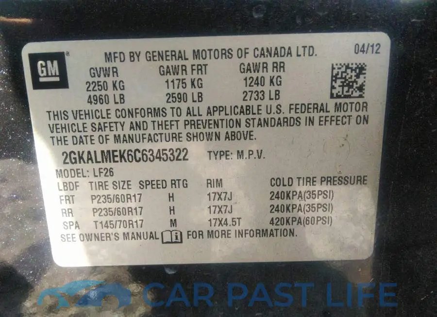 2GKALMEK6C6345322# 9
