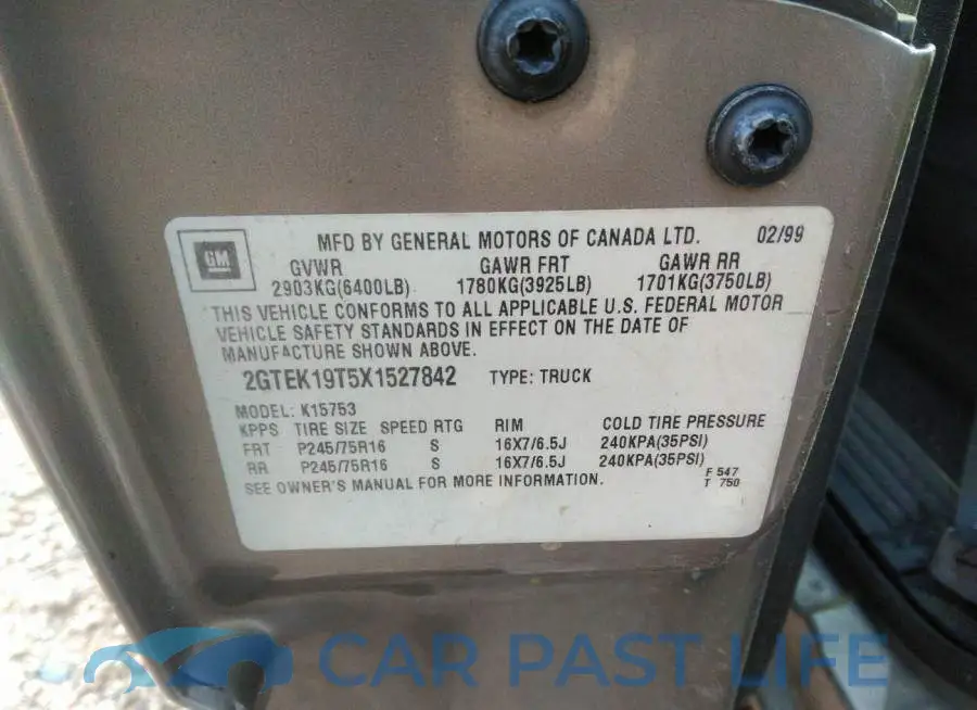 2GTEK19T5X1527842# 9