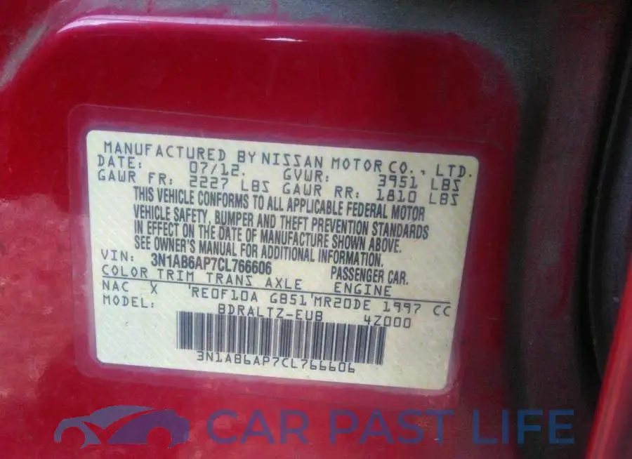 3N1AB6AP7CL766606# 9