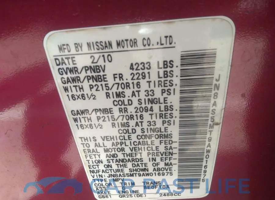 JN8AS5MT9AW016975# 9