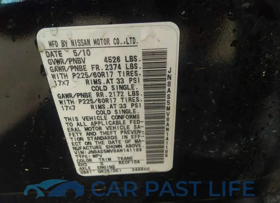 JN8AS5MV8AW141189# 9