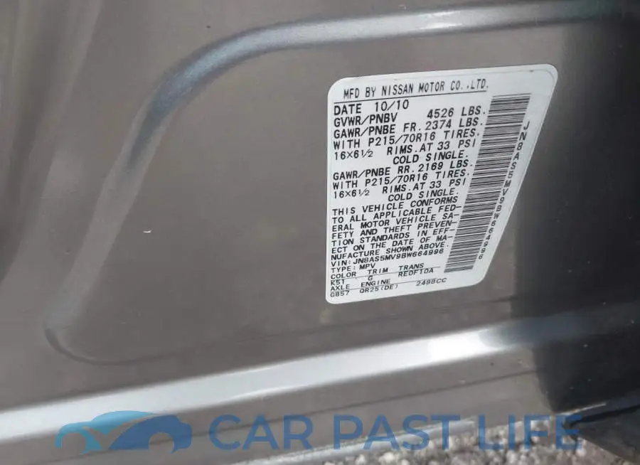 JN8AS5MV9BW664996# 9