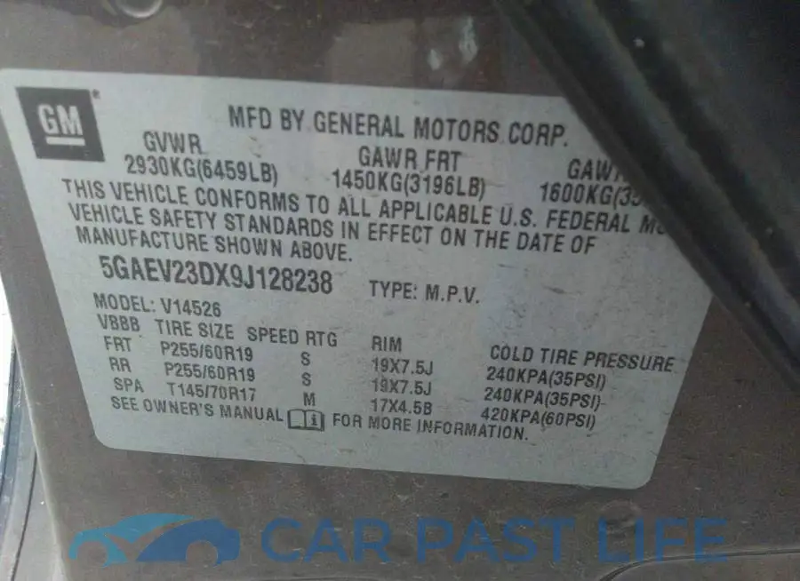 5GAEV23DX9J128238# 9