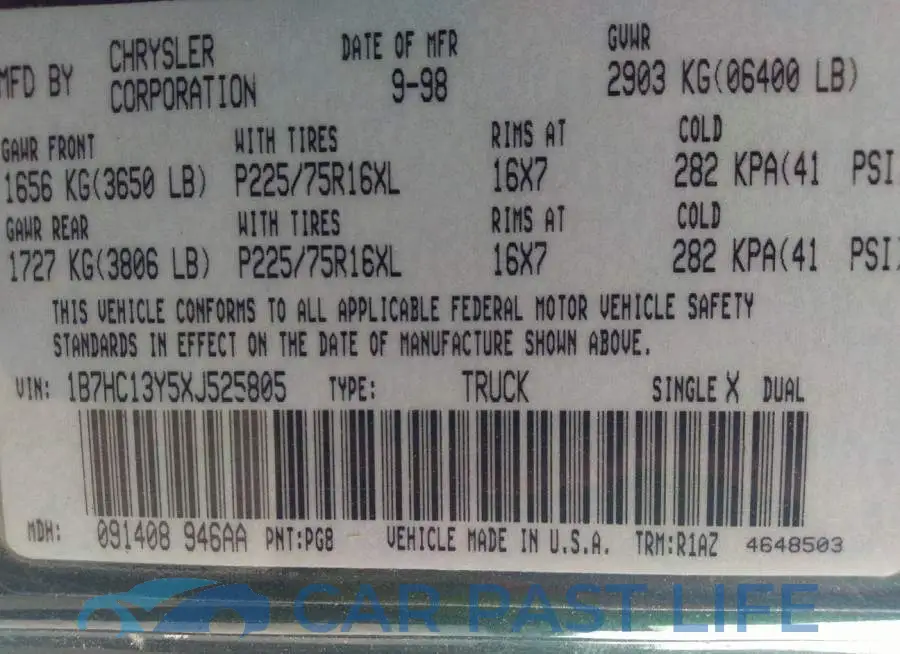 1B7HC13Y5XJ525805# 9