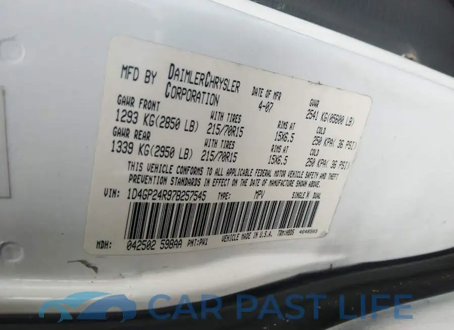 1D4GP24R97B257545# 9