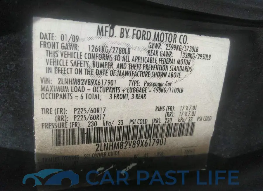 2LNHM82V89X617901# 9