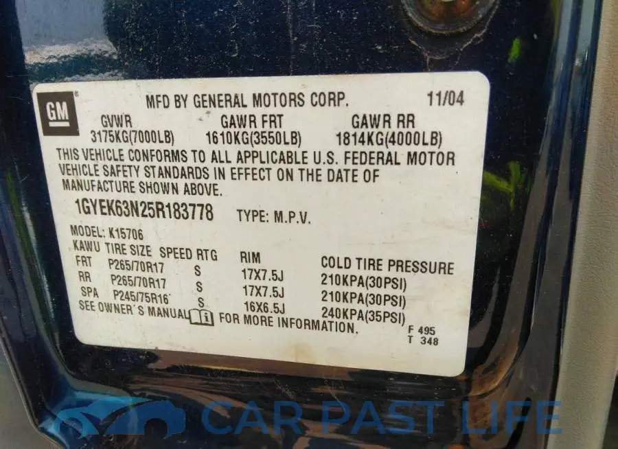 1GYEK63N25R183778# 9