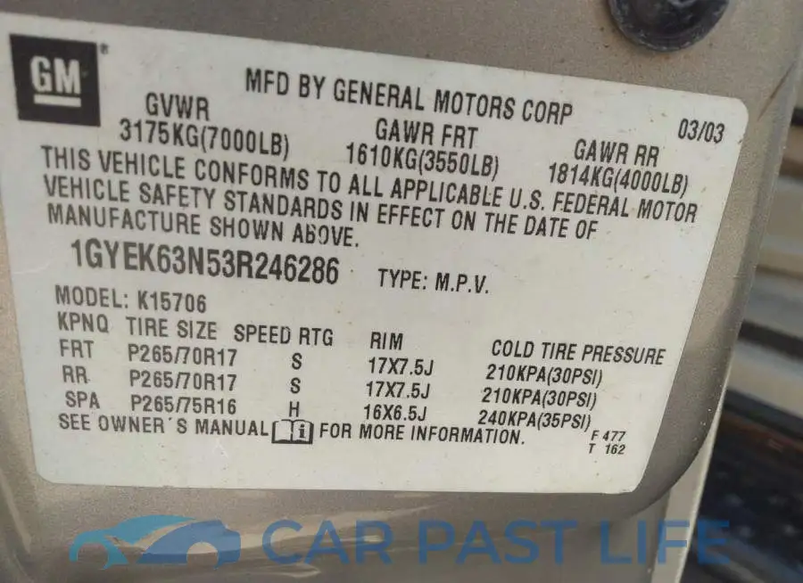 1GYEK63N53R246286# 9