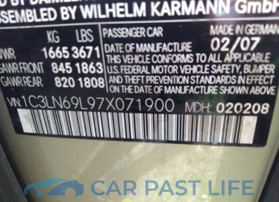 1C3LN69L97X071900# 9