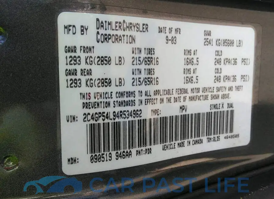 2C4GP54L94R534962# 9