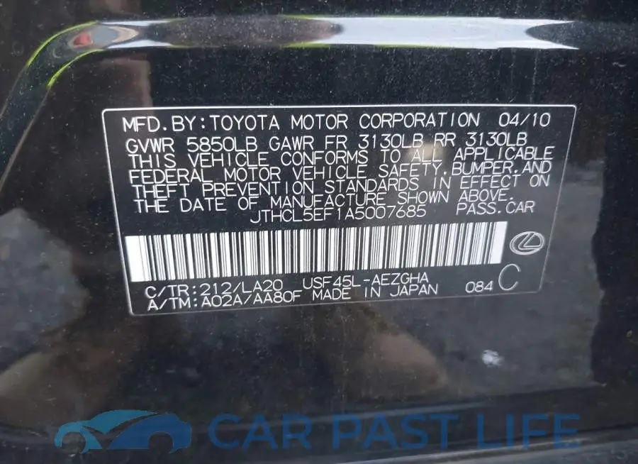 JTHCL5EF1A5007685# 9