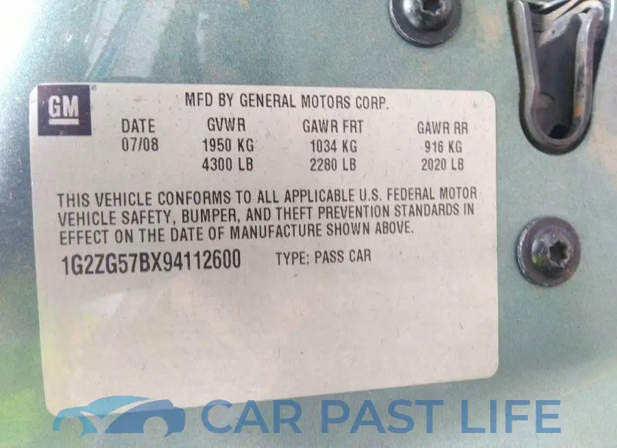 1G2ZG57BX94112600# 9