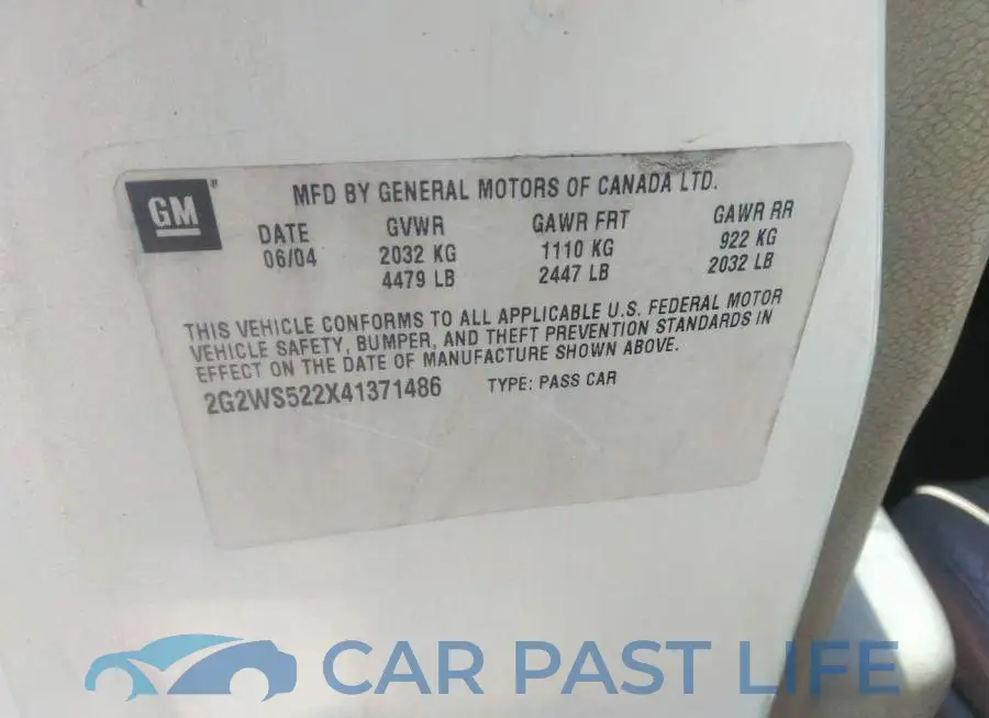 2G2WS522X41371486# 9