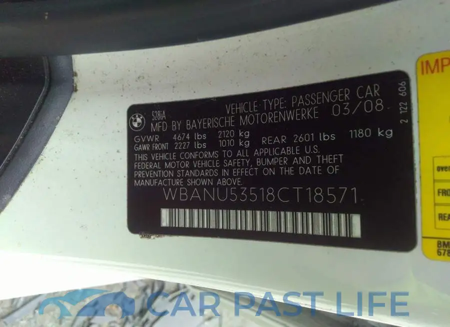 WBANU53518CT18571# 9