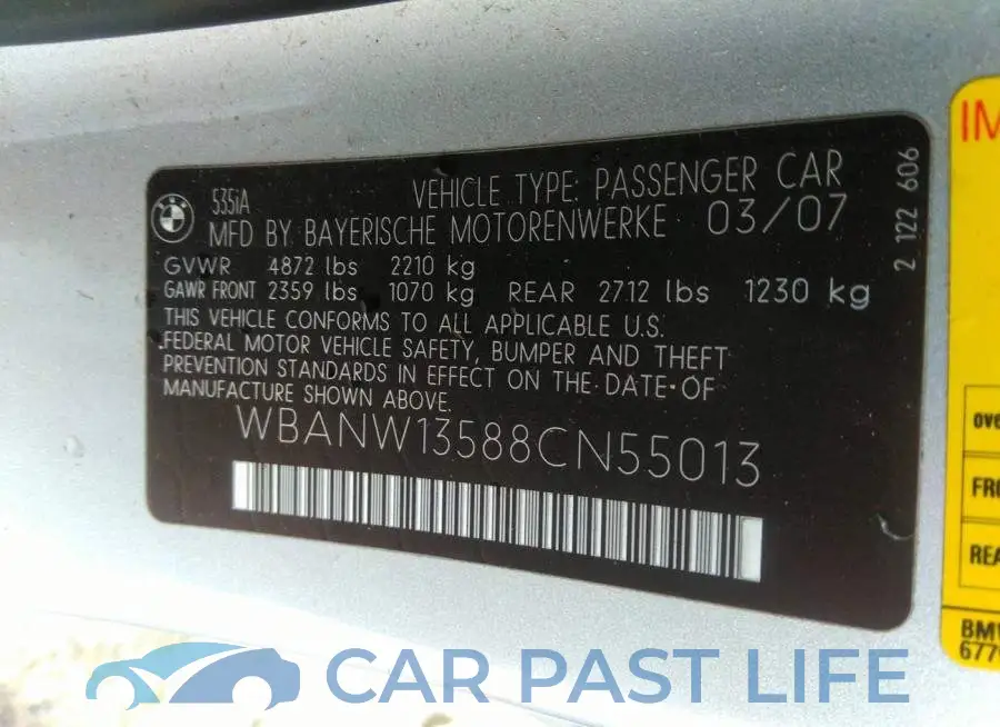 WBANW13588CN55013# 9