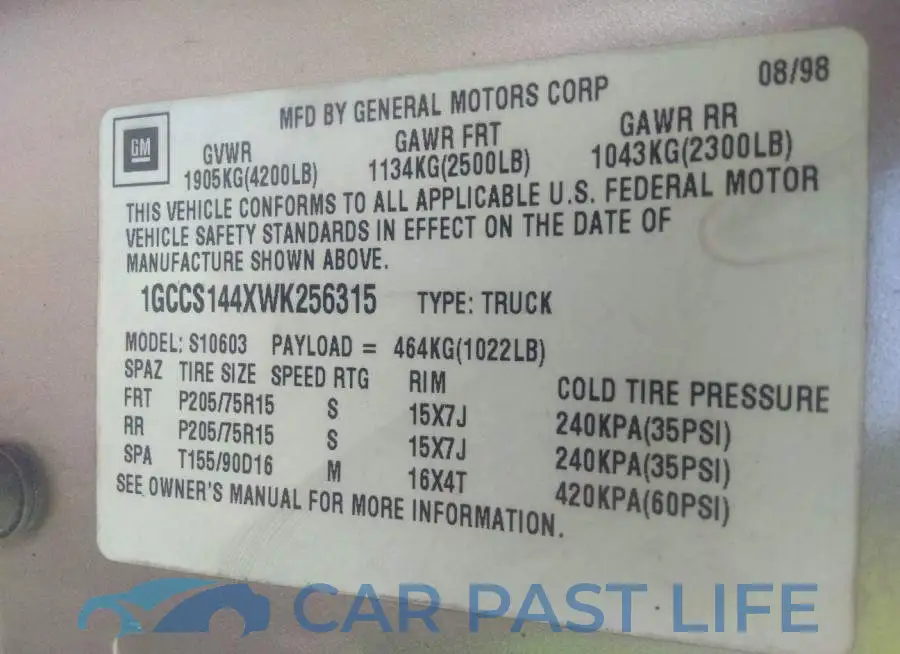 1GCCS144XWK256315# 9