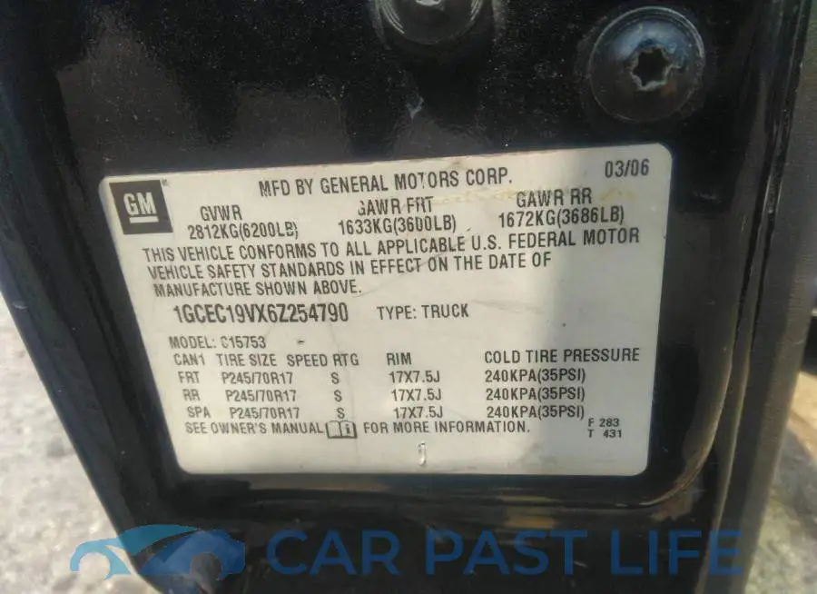 1GCEC19VX6Z254790# 9