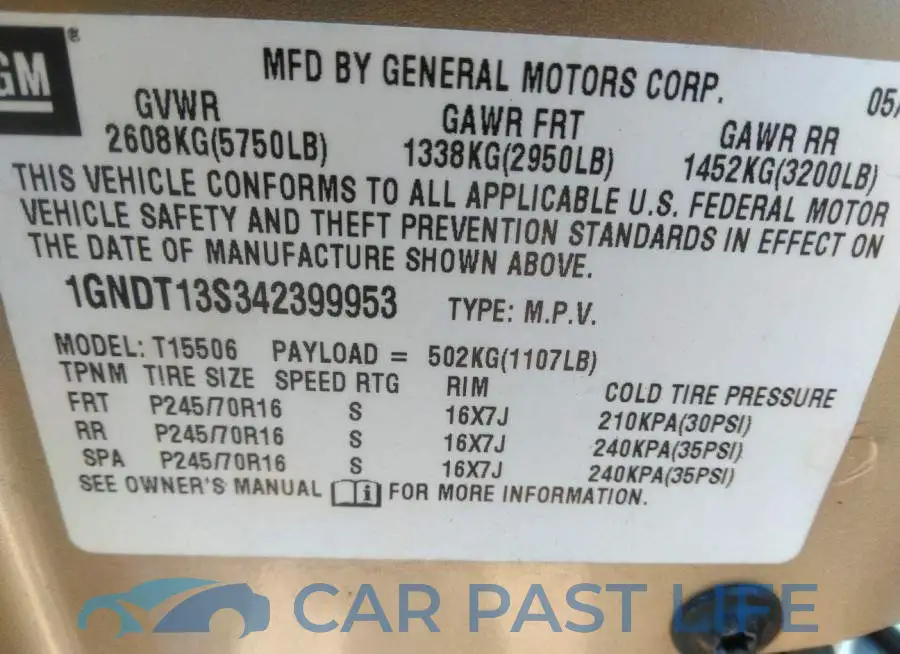 1GNDT13S342399953# 9