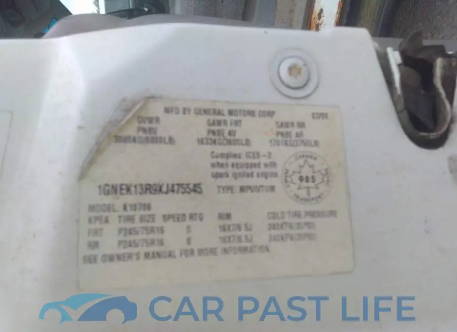 1GNEK13R9XJ475545# 9