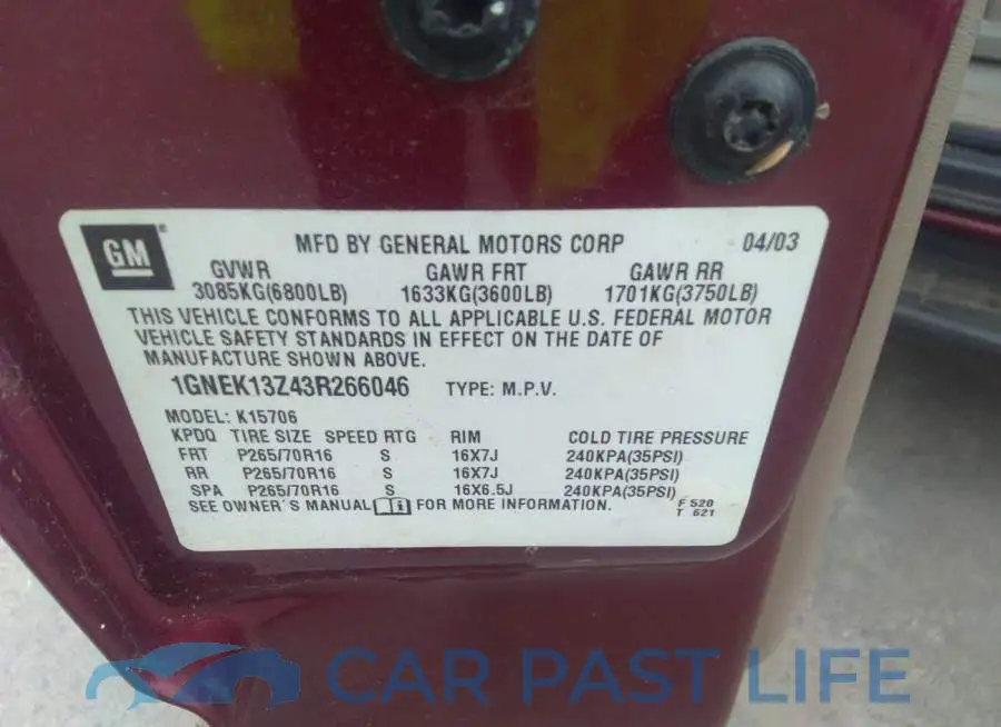 1GNEK13Z43R266046# 9
