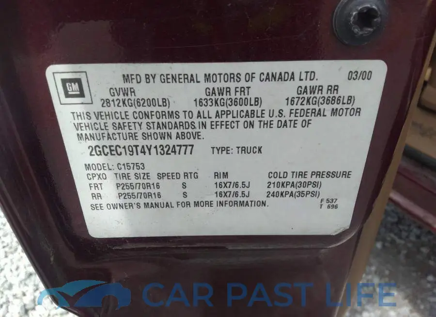 2GCEC19T4Y1324777# 9