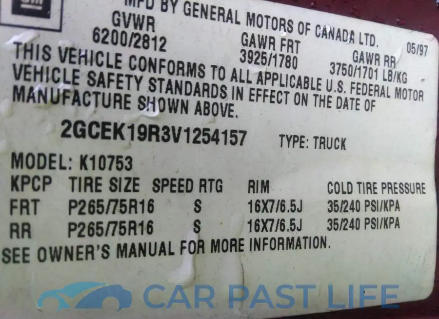 2GCEK19R3V1254157# 9