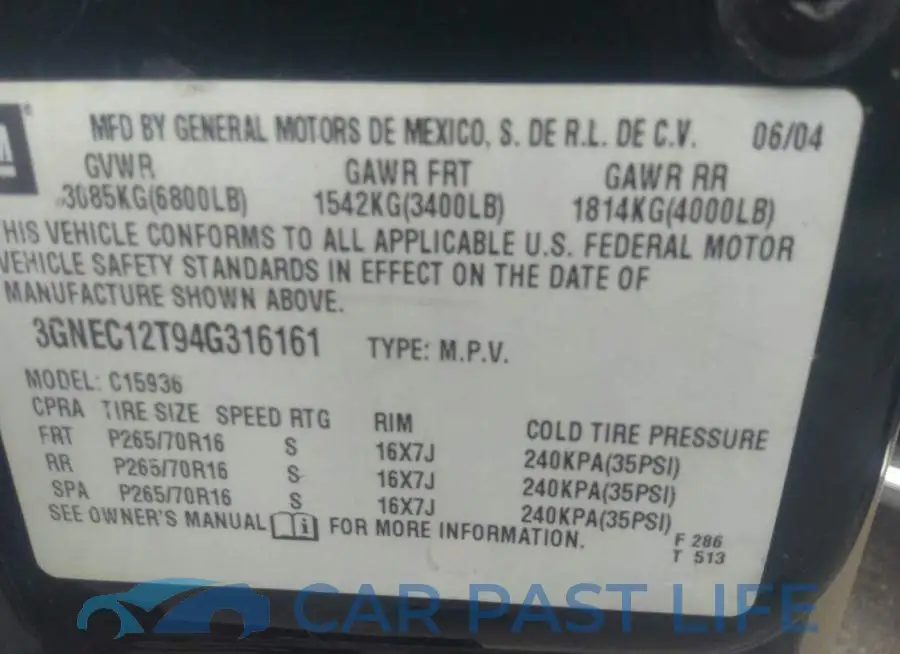 3GNEC12T94G316161# 9