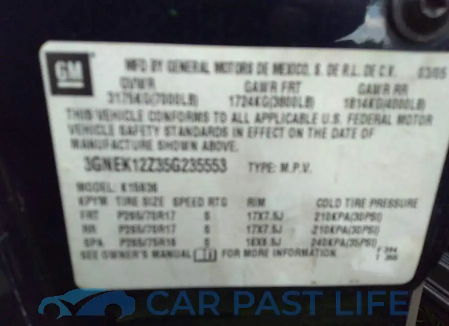 3GNEK12Z35G235553# 9