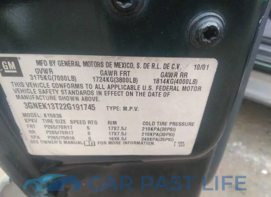 3GNEK13T22G191745# 9