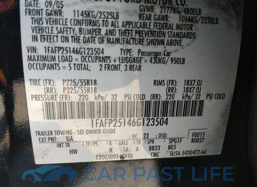 1FAFP25146G123504# 9
