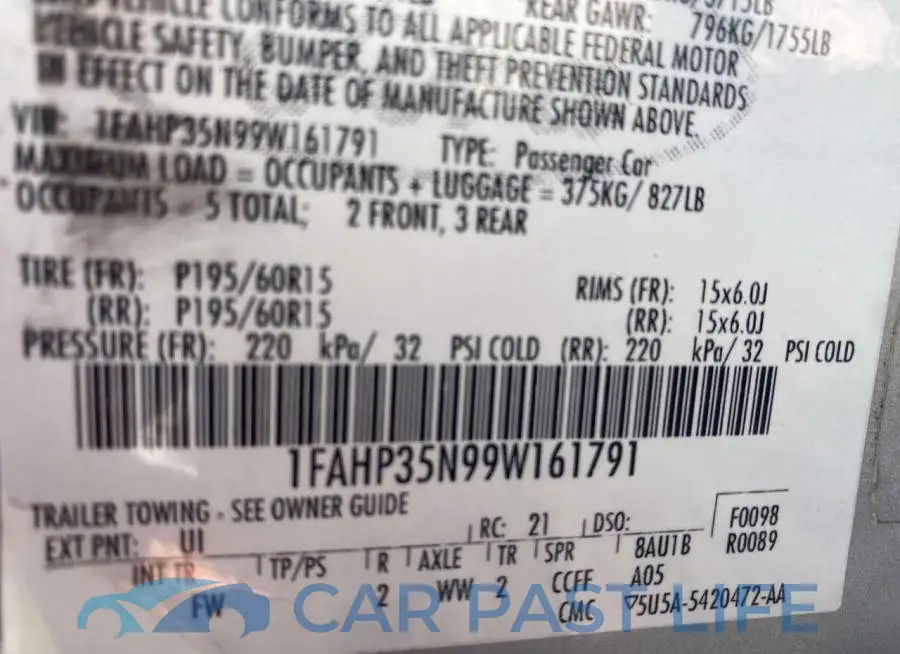 1FAHP35N99W161791# 9