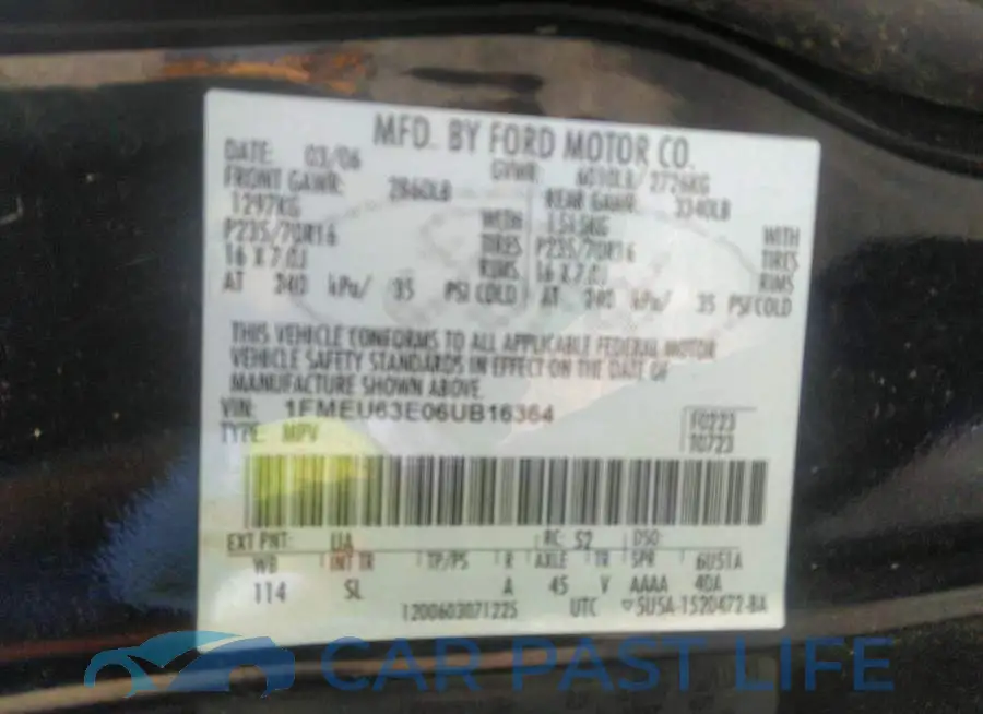 1FMEU63E06UB16364# 9